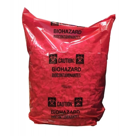 Associated Bag Poly Liner Printed w/ BioHazard Symbol, Red, 16x14x36, 50/pk, 50PK 246107